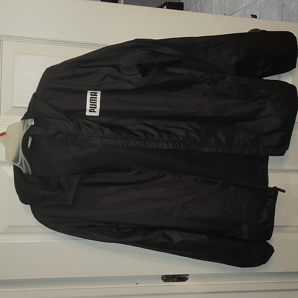 Puma Lightweight Black Jacket with White Logo